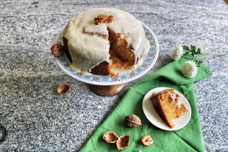 Carrot walnut cake with cream cheese frosting